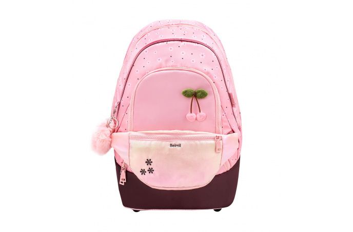 Belmil 2in1 School Backpack with Fanny pack Premium Schulrucksack Cherry Blossom #1