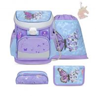 Belmil Mini-Fit Schulranzenset Purple Blue Butterfly