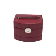 Windrose Automatik-Schmuckkoffer Merino Rot